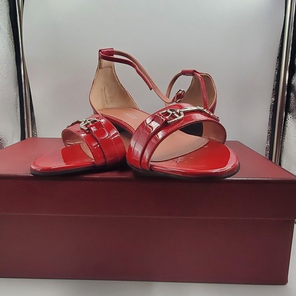 bally cloto calf patent leather women shoes sandals lipstick bnwt - Picture 7 of 12